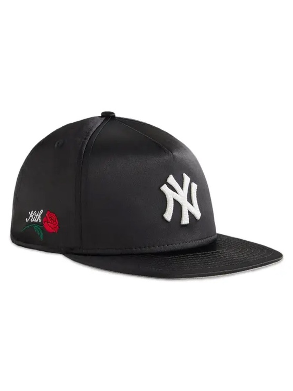 Kith NY Yankees 47 Brand Satin with Red Rose Embroidery Adjustable Snapback Cap